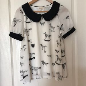 Black and White Blouse